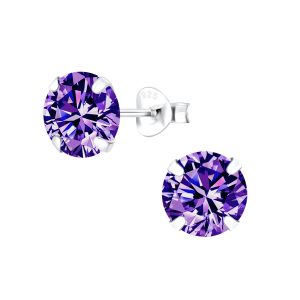 Wholesale 8mm Round Cubic Zirconia Silver Stud Earrings