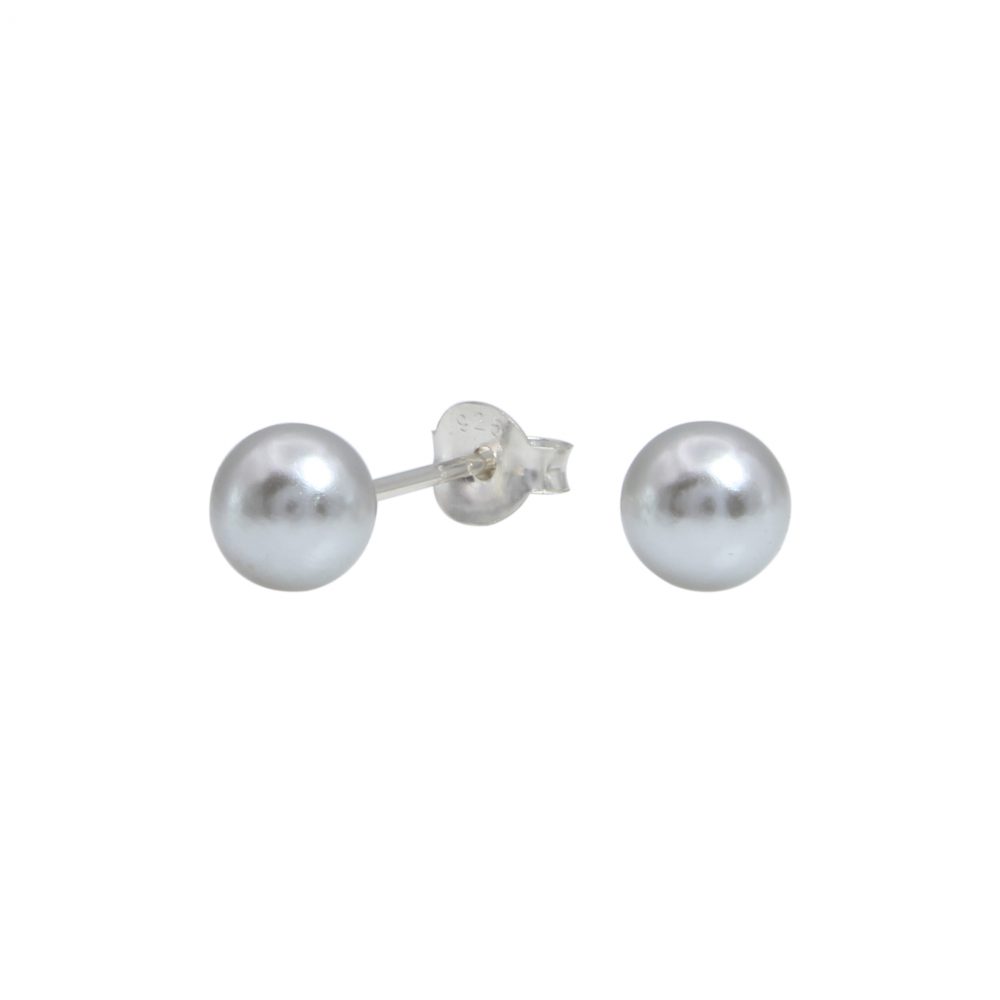 6mm Pearl Sliver Stud Earrings - 925 Silver Jewelry