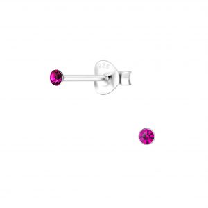 Wholesale 2mm Round Crystal Silver Stud Earrings