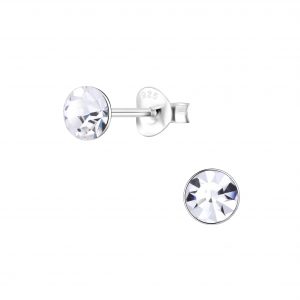 Wholesale 5mm Round Crystal Silver Stud Earrings