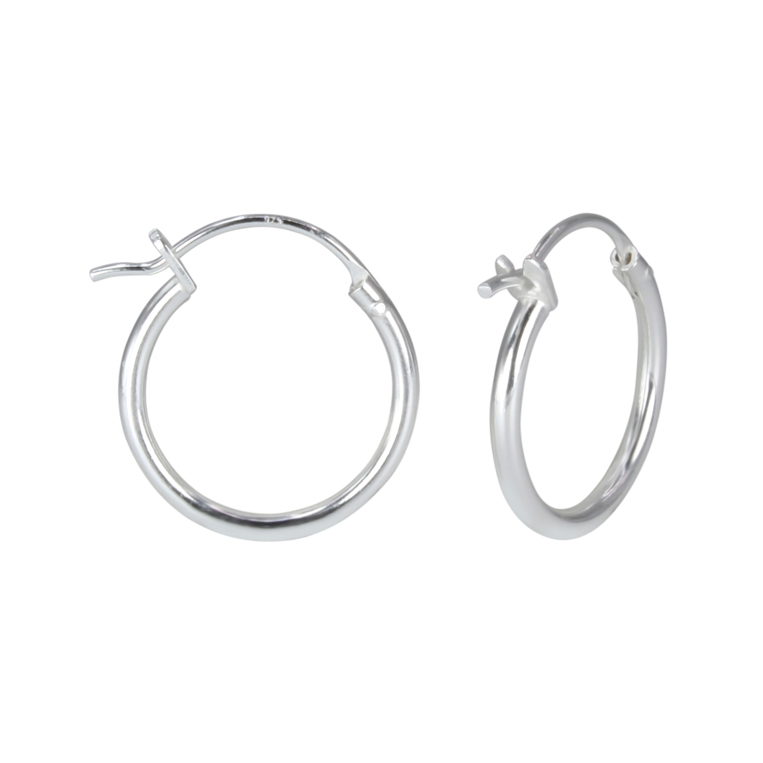 16mm Silver French Lock Hoop Earrings - 925 Silver Jewelry