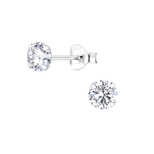 Wholesale 5mm Round Cubic Zirconia Silver Stud Earrings