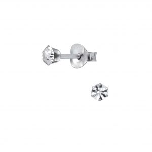 Wholesale 3mm Round Crystal Silver Stud Earrings