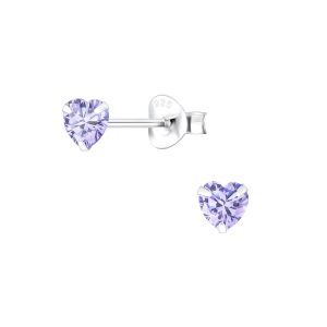 Wholesale 4mm Heart Cubic Zirconia Silver Stud Earrings