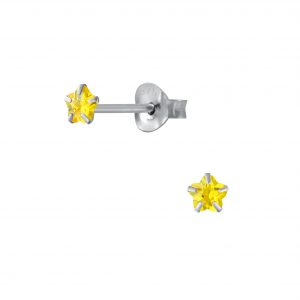 Wholesale 3mm Flower Cubic Zirconia Silver Stud Earrings
