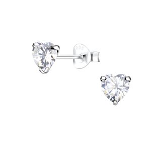 Wholesale 5mm Crystal Heart Silver Stud Earrings