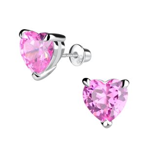 Wholesale Silver Heart Screw Back Bullet Earrings