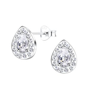 Wholesale Silver Tear Drop Stud Earrings