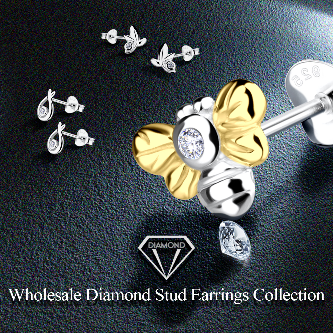 Wholesale 925 Silver DIAMOND Stud Earrings