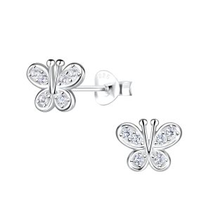 Wholesale Silver Butterfly Stud Earrings