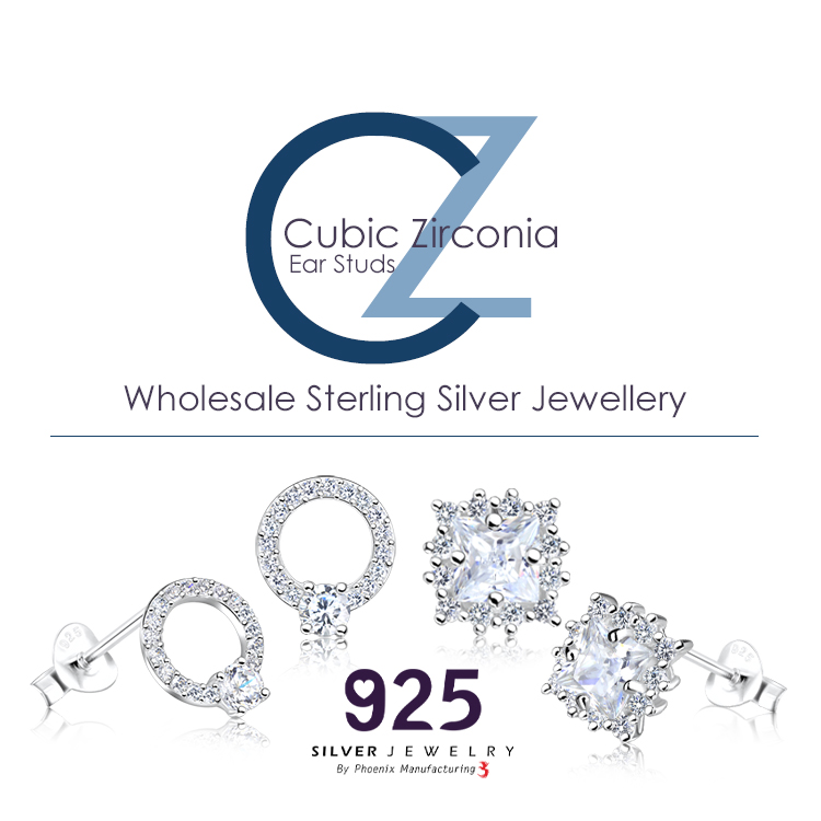 Wholesale 925 Silver CUBIC ZIRCONIA Ear Studs